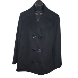 Lane Bryant Plus size black wool double breasted pea coat jacket 18/20